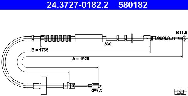 ATE 24.3727-0182.2 - Cavo comando, Freno stazionamento autozon.pro