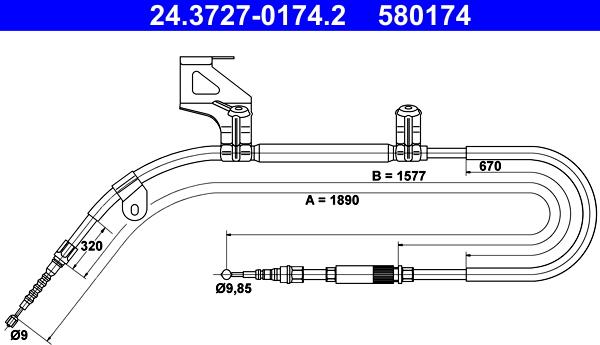 ATE 24.3727-0174.2 - Cavo comando, Freno stazionamento autozon.pro