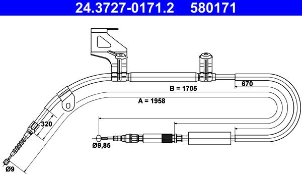 ATE 24.3727-0171.2 - Cavo comando, Freno stazionamento autozon.pro