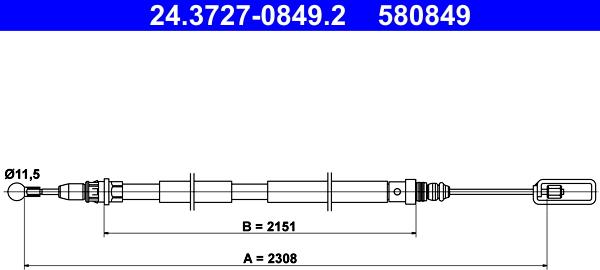 ATE 24.3727-0849.2 - Cavo comando, Freno stazionamento autozon.pro