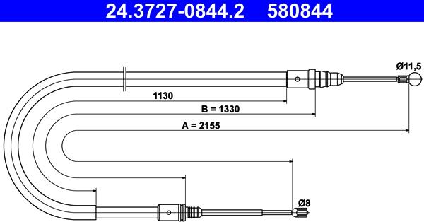 ATE 24.3727-0844.2 - Cavo comando, Freno stazionamento autozon.pro