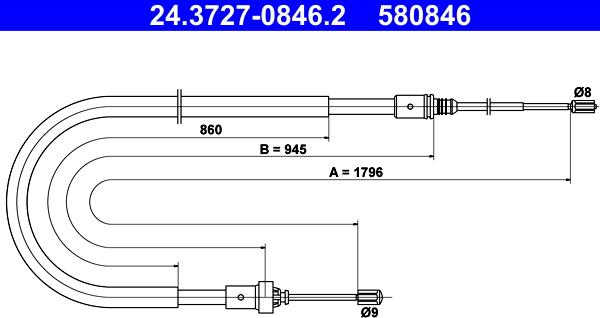 ATE 24.3727-0846.2 - Cavo comando, Freno stazionamento autozon.pro