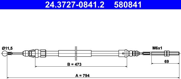 ATE 24.3727-0841.2 - Cavo comando, Freno stazionamento autozon.pro