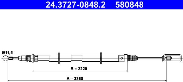 ATE 24.3727-0848.2 - Cavo comando, Freno stazionamento autozon.pro