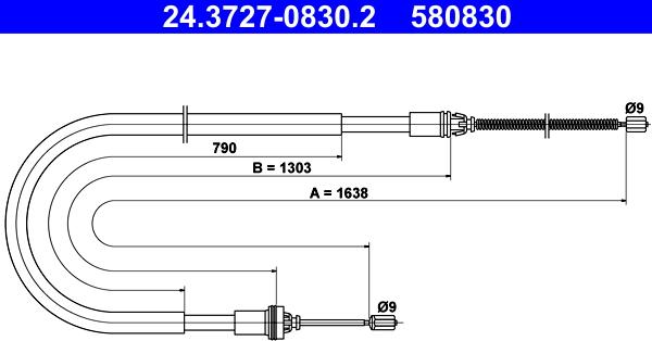 ATE 24.3727-0830.2 - Cavo comando, Freno stazionamento autozon.pro