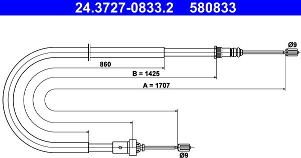 ATE 24.3727-0833.2 - Cavo comando, Freno stazionamento autozon.pro