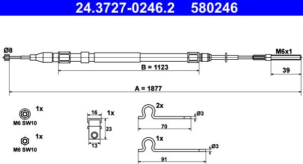 ATE 24.3727-0246.2 - Cavo comando, Freno stazionamento autozon.pro