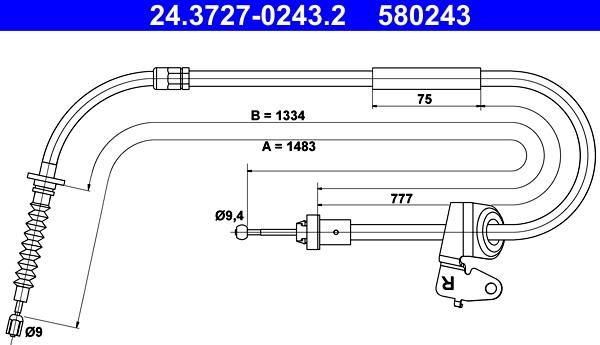 ATE 24.3727-0243.2 - Cavo comando, Freno stazionamento autozon.pro