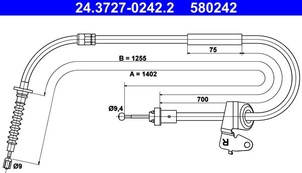 ATE 24.3727-0242.2 - Cavo comando, Freno stazionamento autozon.pro