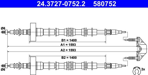 ATE 24.3727-0752.2 - Cavo comando, Freno stazionamento autozon.pro