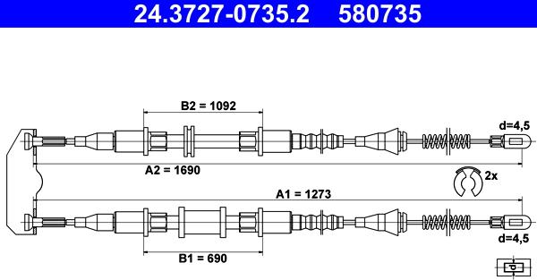 ATE 24.3727-0735.2 - Cavo comando, Freno stazionamento autozon.pro