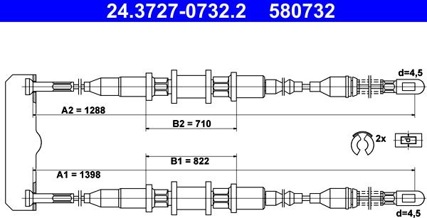 ATE 24.3727-0732.2 - Cavo comando, Freno stazionamento autozon.pro