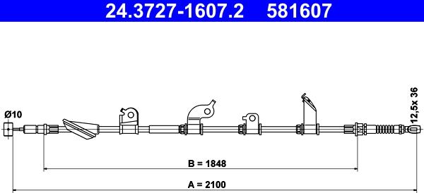 ATE 24.3727-1607.2 - Cavo comando, Freno stazionamento autozon.pro