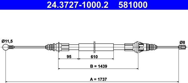 ATE 24.3727-1000.2 - Cavo comando, Freno stazionamento autozon.pro