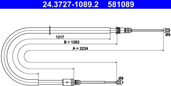 ATE 24.3727-1089.2 - Cavo comando, Freno stazionamento autozon.pro