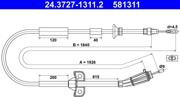 ATE 24.3727-1311.2 - Cavo comando, Freno stazionamento autozon.pro