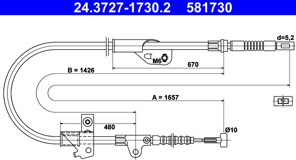 ATE 24.3727-1730.2 - Cavo comando, Freno stazionamento autozon.pro