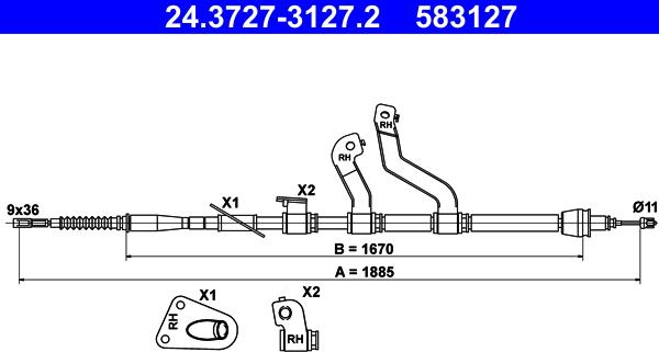 ATE 24.3727-3127.2 - Cavo comando, Freno stazionamento autozon.pro