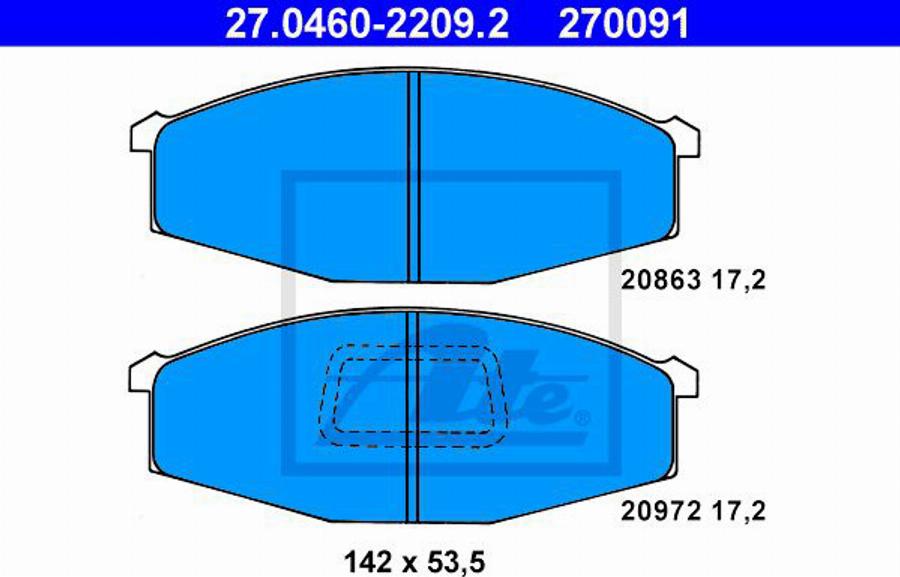 ATE 270091 - Kit pastiglie freno, Freno a disco autozon.pro