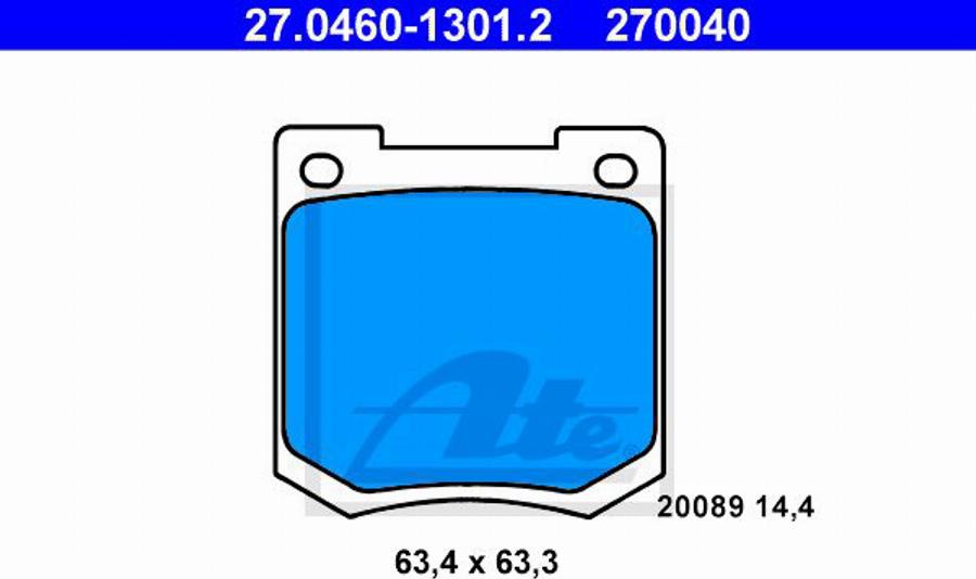 ATE 270040 - Kit pastiglie freno, Freno a disco autozon.pro