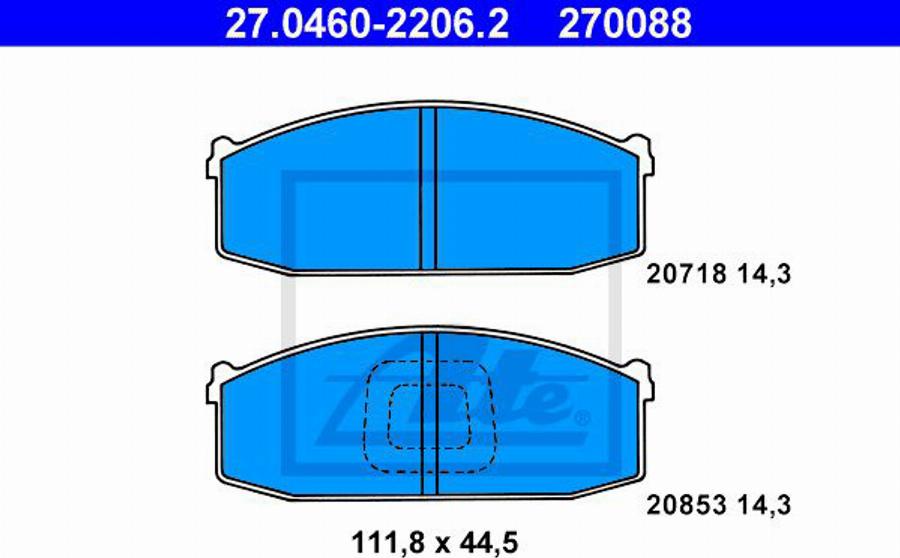 ATE 270088 - Kit pastiglie freno, Freno a disco autozon.pro