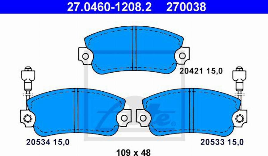 ATE 270038 - Kit pastiglie freno, Freno a disco autozon.pro