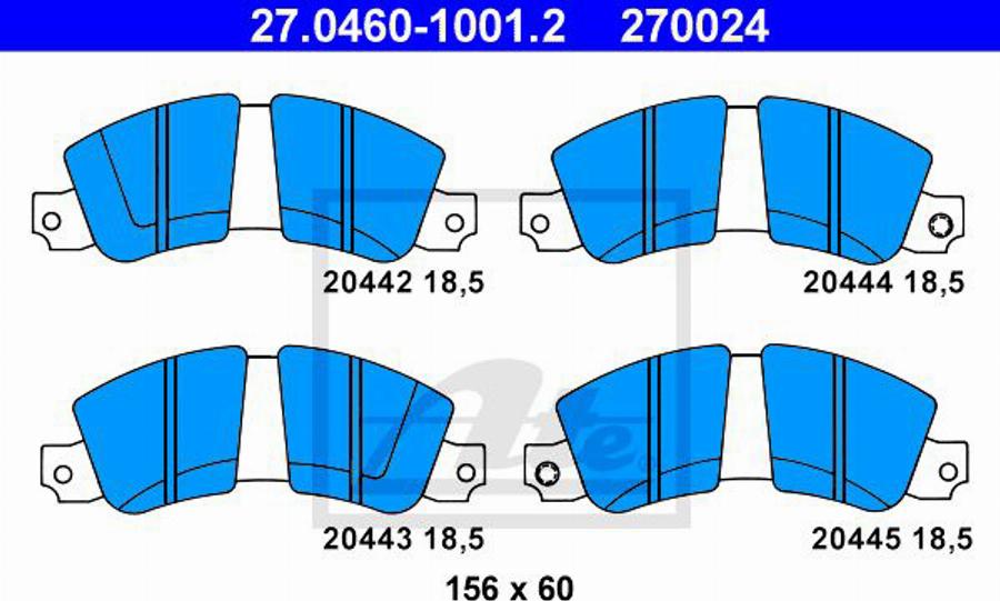 ATE 270024 - Kit pastiglie freno, Freno a disco autozon.pro