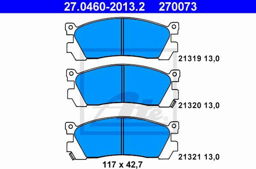 ATE 270073 - Kit pastiglie freno, Freno a disco autozon.pro