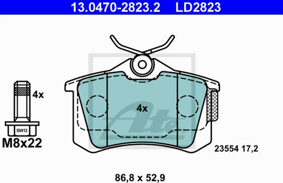 ATE LD2823 - Kit pastiglie freno, Freno a disco autozon.pro