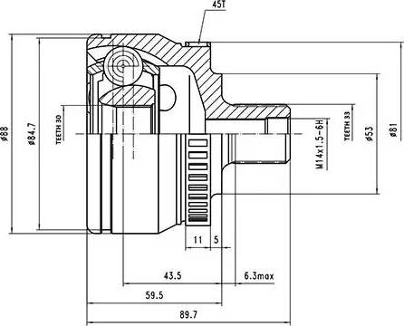 Aywiparts AW1510013A - Kit giunti, Semiasse autozon.pro