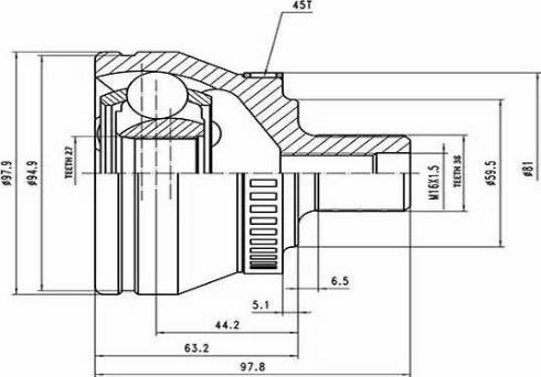 Aywiparts AW1510162A - Kit giunti, Semiasse autozon.pro