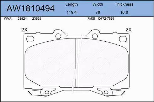 Aywiparts AW1810494 - Kit pastiglie freno, Freno a disco autozon.pro