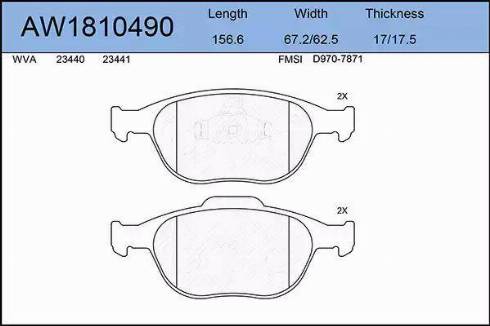 Aywiparts AW1810490 - Kit pastiglie freno, Freno a disco autozon.pro