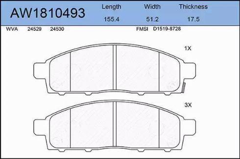 Aywiparts AW1810493 - Kit pastiglie freno, Freno a disco autozon.pro