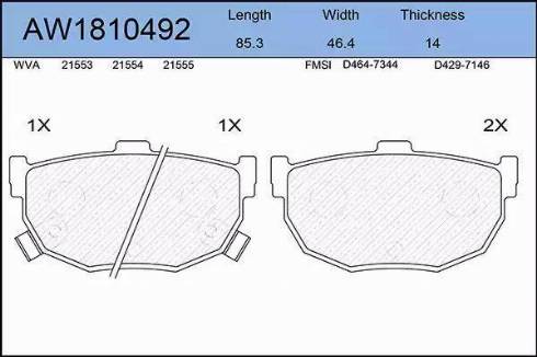 Aywiparts AW1810492 - Kit pastiglie freno, Freno a disco autozon.pro