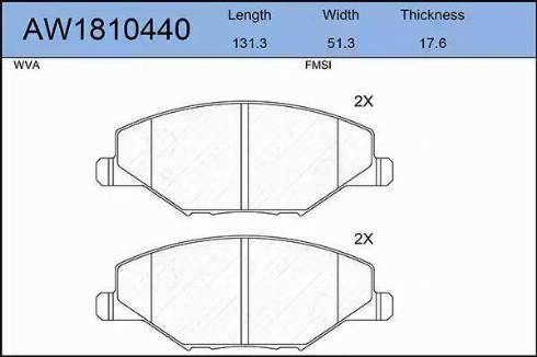 Aywiparts AW1810440 - Kit pastiglie freno, Freno a disco autozon.pro