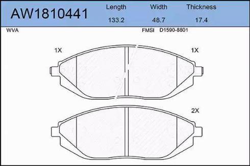 Aywiparts AW1810441 - Kit pastiglie freno, Freno a disco autozon.pro