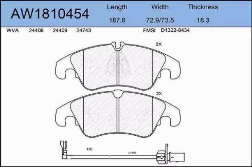 Aywiparts AW1810454 - Kit pastiglie freno, Freno a disco autozon.pro