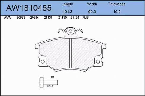 Aywiparts AW1810455 - Kit pastiglie freno, Freno a disco autozon.pro