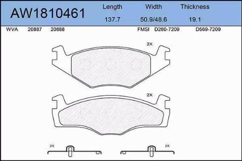 Aywiparts AW1810461 - Kit pastiglie freno, Freno a disco autozon.pro