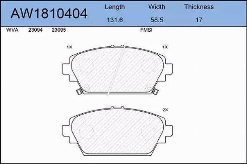 Aywiparts AW1810404 - Kit pastiglie freno, Freno a disco autozon.pro