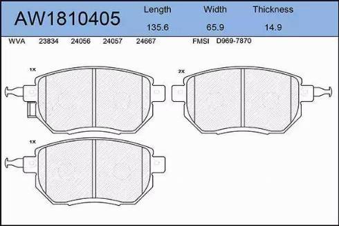 Aywiparts AW1810405 - Kit pastiglie freno, Freno a disco autozon.pro