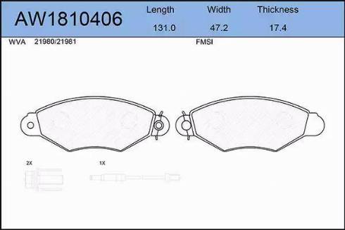 Aywiparts AW1810406 - Kit pastiglie freno, Freno a disco autozon.pro