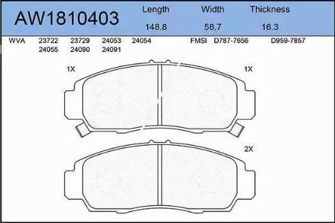 Aywiparts AW1810403 - Kit pastiglie freno, Freno a disco autozon.pro