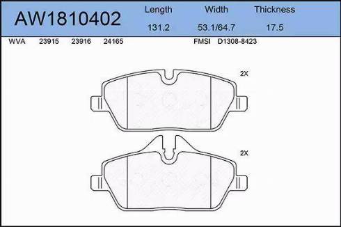 Aywiparts AW1810402 - Kit pastiglie freno, Freno a disco autozon.pro