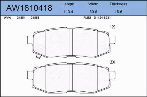 Aywiparts AW1810418 - Kit pastiglie freno, Freno a disco autozon.pro