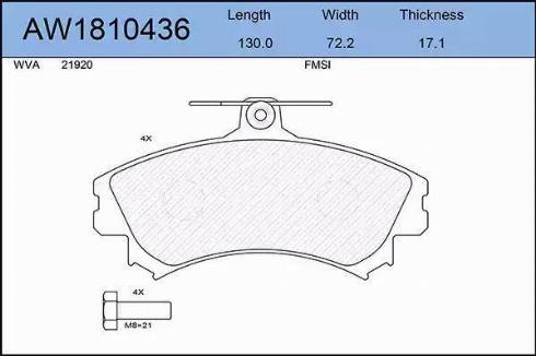 Aywiparts AW1810436 - Kit pastiglie freno, Freno a disco autozon.pro