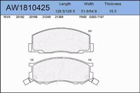 Aywiparts AW1810425 - Kit pastiglie freno, Freno a disco autozon.pro