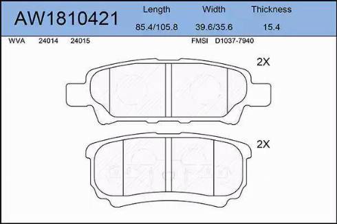 Aywiparts AW1810421 - Kit pastiglie freno, Freno a disco autozon.pro