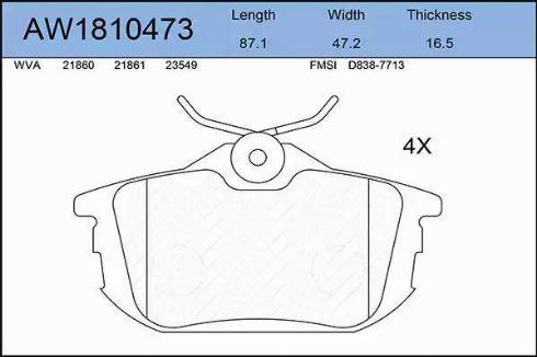 Aywiparts AW1810473 - Kit pastiglie freno, Freno a disco autozon.pro